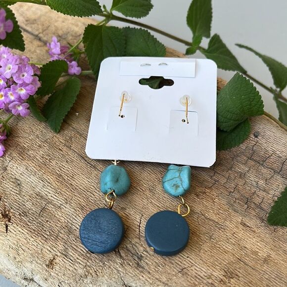 TURQUOISE AND SILVER HEART DROP EARRINGS  BNWT - Picture 3 of 4